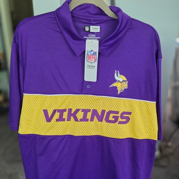 Minnesota Vikings Polo Shirt XL NWT NFL Team Apparel Purple Gold Fan Gear - Picture 4 of 8